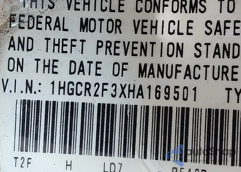 2017 Honda Accord Lx from USA, damaged, VIN 1HGCR2F3XHA169501